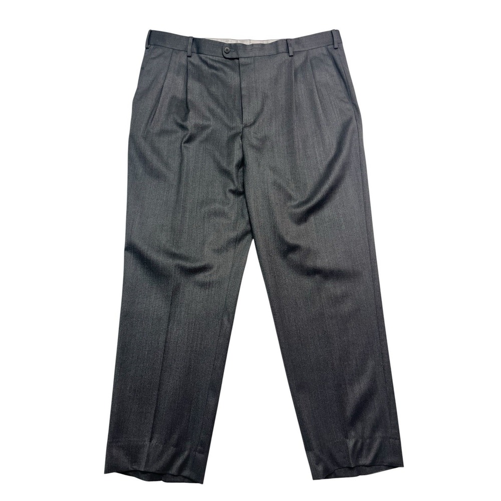 Zanella Italy 42x32 Gray Bennett Dress Pants Trousers Pleated High Waist Stretch